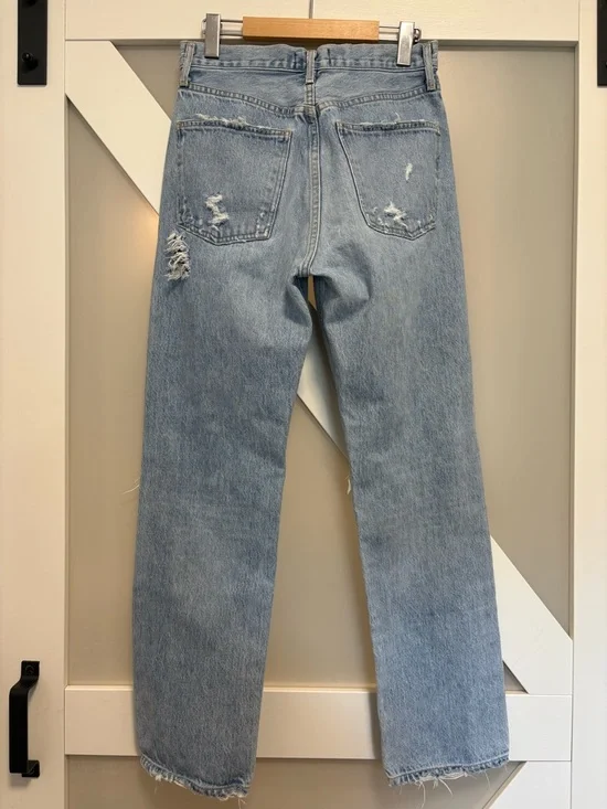 AGOLDE - Light Wash Distressed Straight-Leg Jeans - Picture 9 of 9